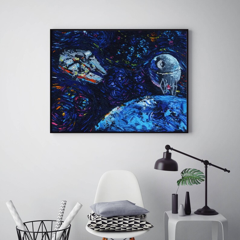 Vincent Van Gogh Starry Night Posters The Millennium Falcon Inspired Canvas Wall Art Nursery Decor Wall Decor Wall Hang Room Decor A059 image 2