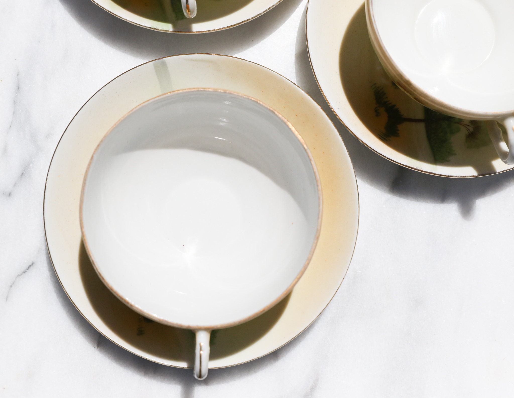 Vintage Chikaramachi Hand Painted Tea Cups and Saucers Set of 3 Made in Japan Etsy UK