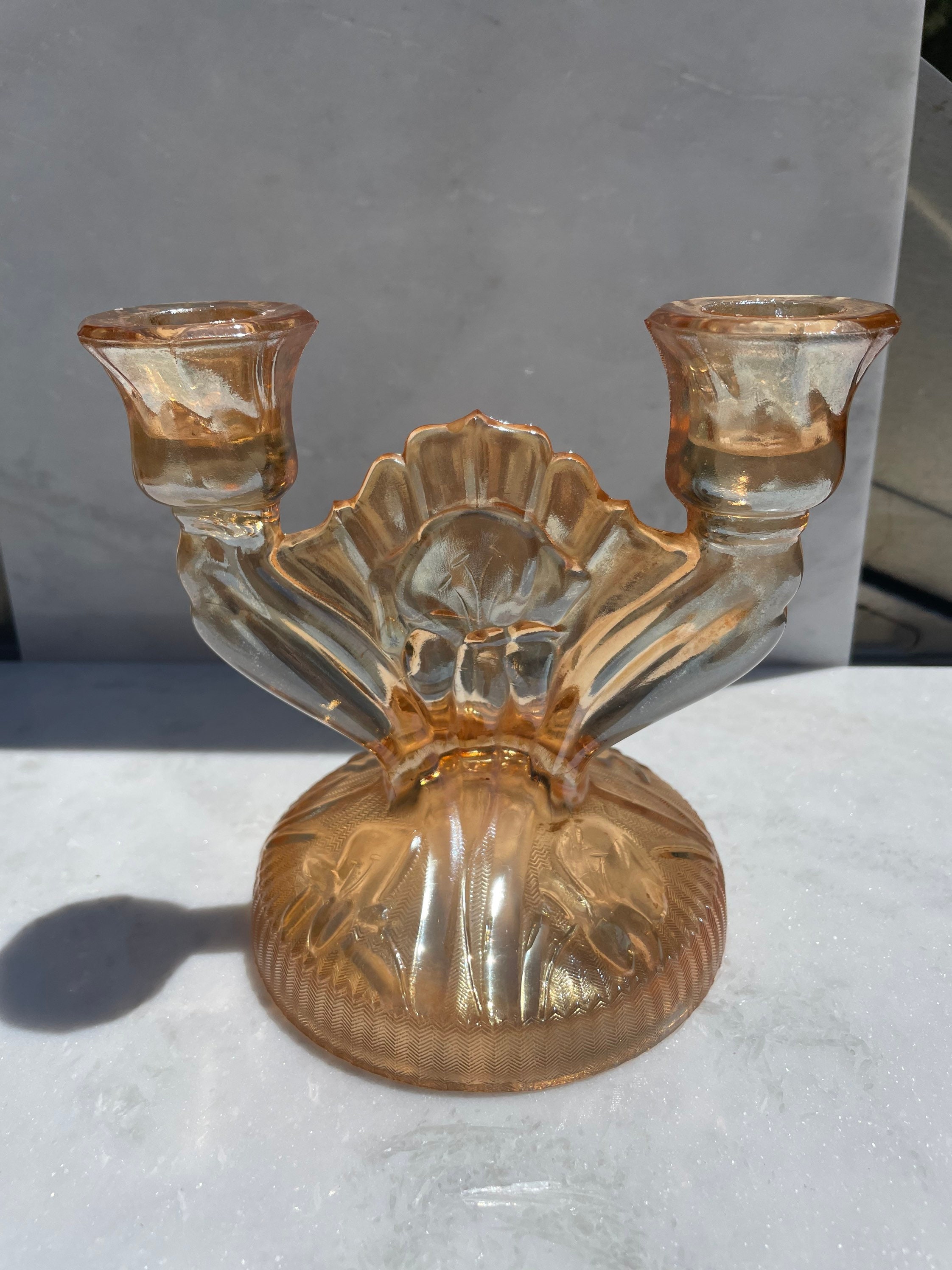 Glass Company Marigold Carnival Glass Iris Herringbone Double