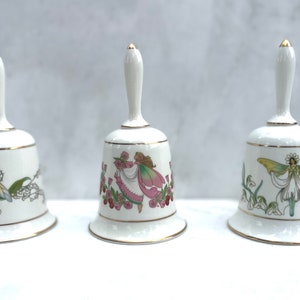 Vintage Franklin Porcelain - Flower Fairy Bell - 1979 - Cherry Blossom/ Snowdrop/ Lily of the Valley - Set of 3