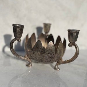 Vintage FBR Silver Plate Lotus Bowl Candelabra - Made in Italy