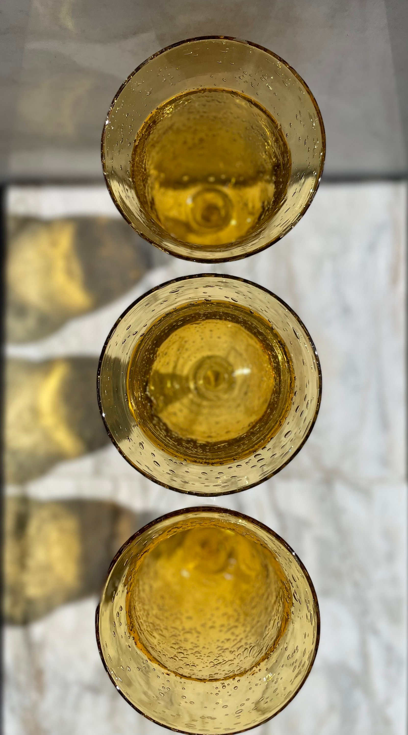 Handblown Amber Bubble Glass Goblets Set of 3 Etsy