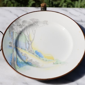 Antique Victorian Plate and Warmer - Solid Copper - Hand Painted Plate - Decor