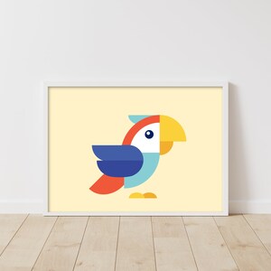 Impressão de pássaro - Papagaio - Arte de parede de quarto infantil - DOWNLOAD INSTANTÂNEO