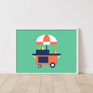 NYC Print - Hot Dog Stand - Kids Room Wall Art - INSTANT DOWNLOAD