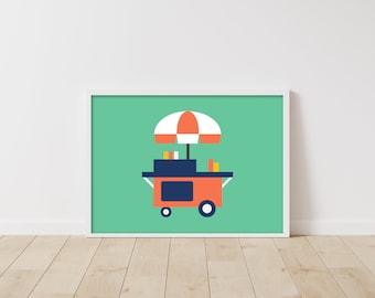 NYC Print - Hot Dog Stand - Kids Room Wall Art - TÉLÉCHARGEMENT INSTANTANÉ