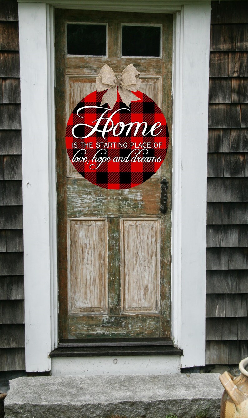 Rot karierte Kreis Tür aufhänger oder Ornament Sublimation | Etsy