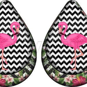 3D chevron flamingo teardrop earrings sublimation design