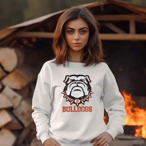 Orange sequin look bulldogs dtf transfer