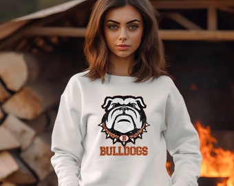 Orange sequin look bulldogs dtf transfer