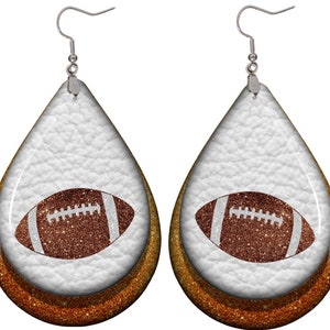 3D orange football tearDrop earring sublimation design