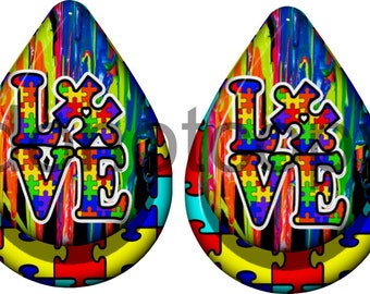 Autism Awareness teardrop earrings