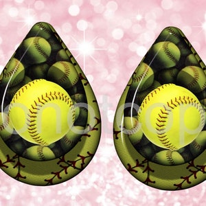 4D Softball teardrop earrings sublimation design