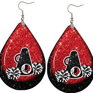 red black glitter teardrop earrings sublimation design