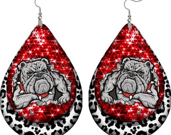 Bulldog Busting out teardrop earring sublimation design