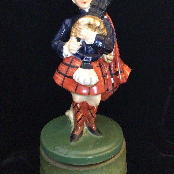 Handpainted Ceramic Scottish Piper Music Box