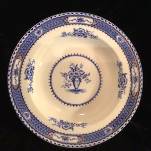 Wood & Sons Royal Semi-Porcelain Bowl Blue White Gold Warwick Pattern