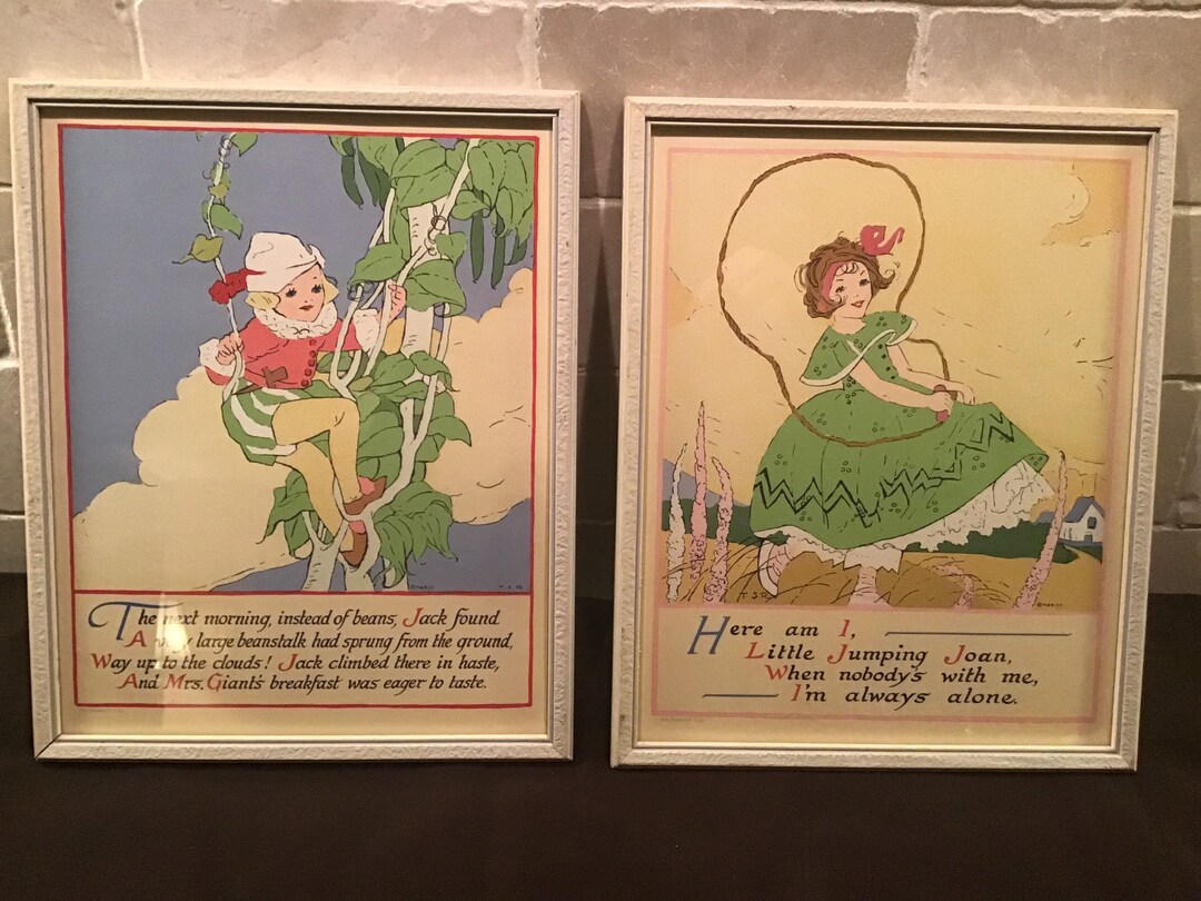Framed Nursery Rhyme Illustrations Prints TSR M & B New York - Etsy