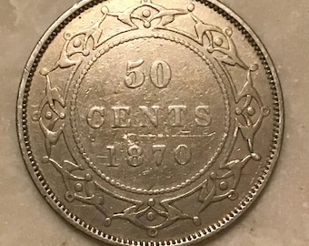 【1874】ニューファンドランド 50セント 銀貨｜コレクション向け 1874 ニューファンドランド 50 セント硬貨 約 F NFLD - Etsy 日本