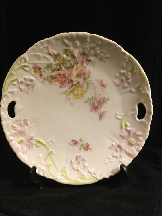 Porcelain Floral Embossed Weimar Plate Made in Germany Fine Art