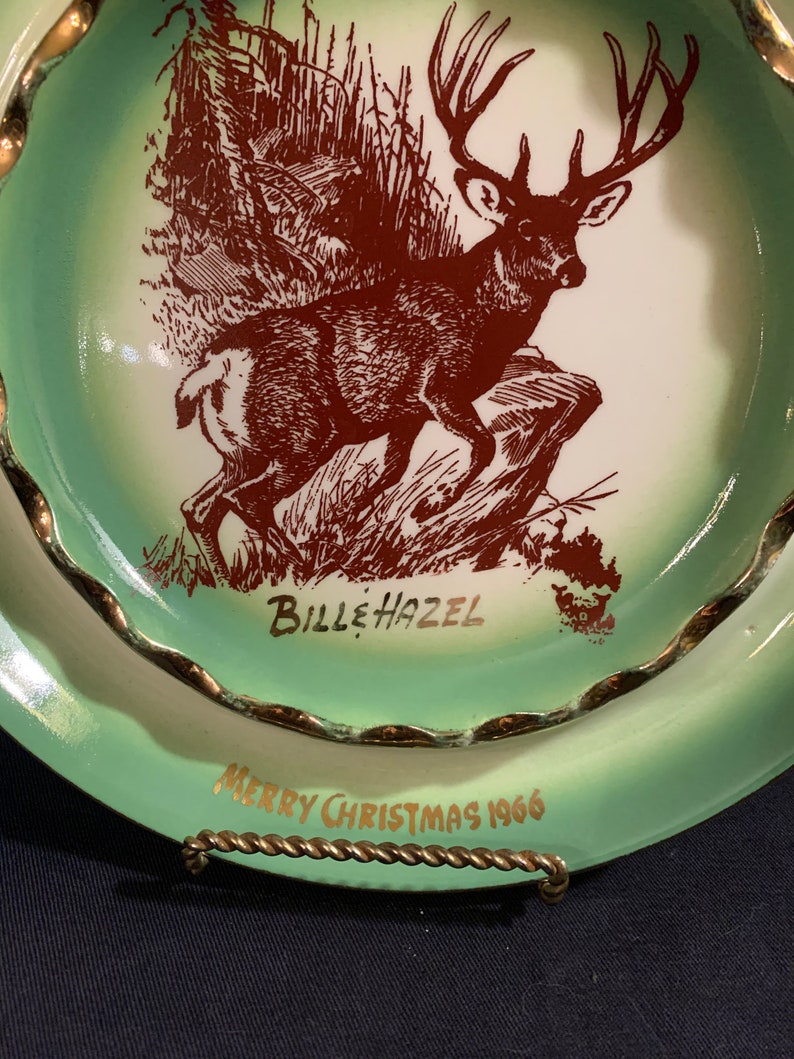 Hycroft Pottery Medicine Hat Alberta Green Deer Plate Etsy