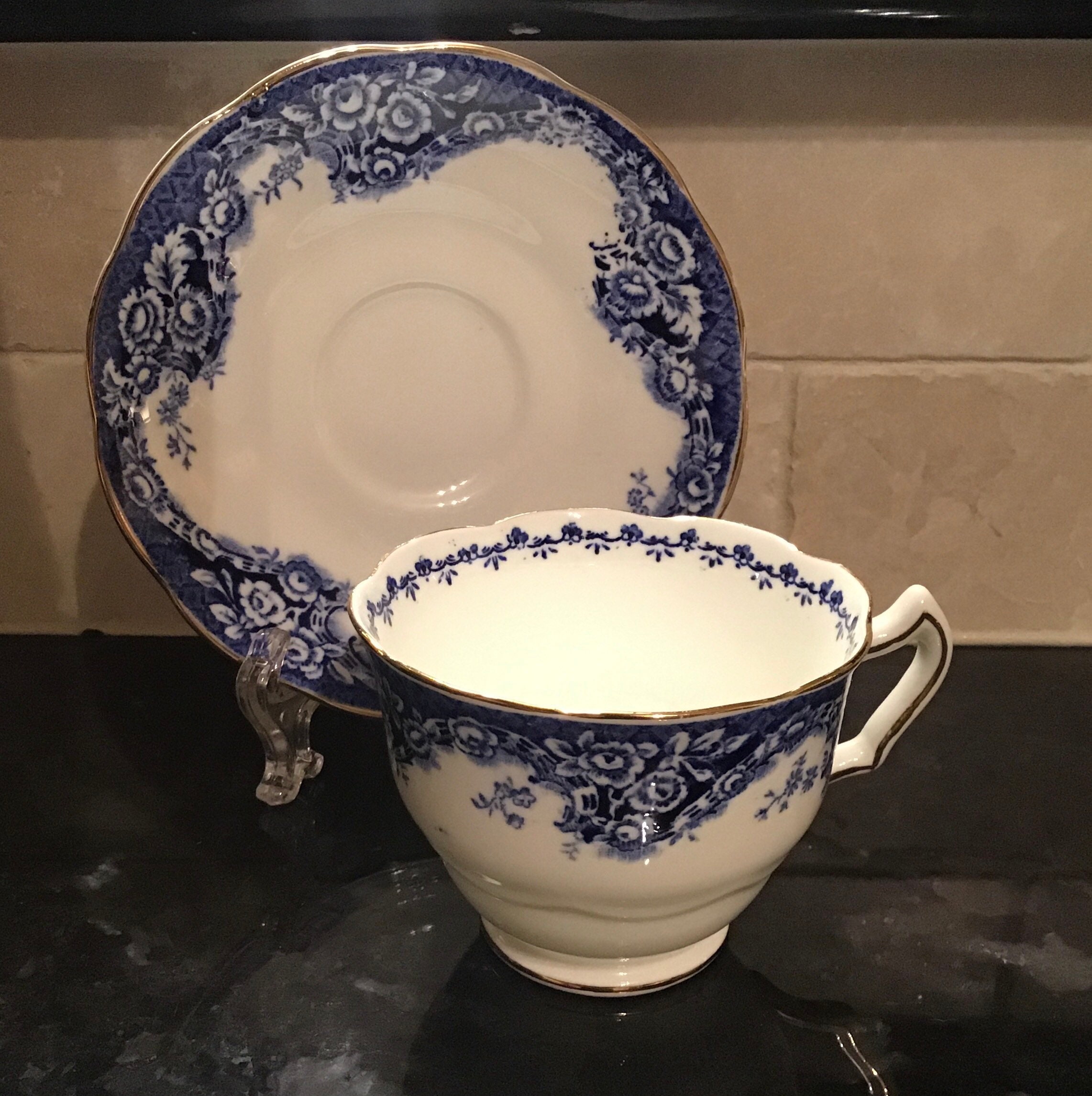 19世紀末イギリス製 CRESCENT e Jones&Sons 建水 George Jones & Sons Swansea Crescent China Cup and Saucer Wave