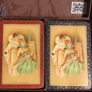 Cartas de jogar Art Déco pneumáticas de Thomas De La Rue & Co de Londres “After the Dance”