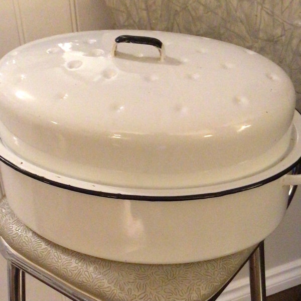 Black Enamel Roasting Pan Etsy