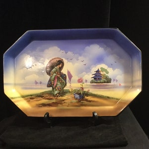 Porcelain Falcon Ware Platter Tray Geisha and Pagoda Design Made in England
