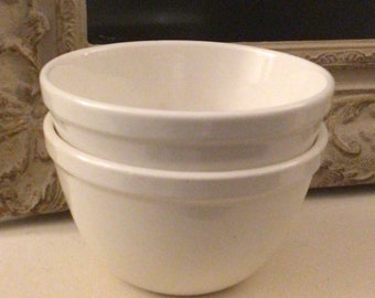 White Ironstone Pudding Basins Bowls