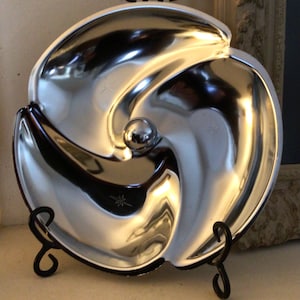 MCM Chrome Atomic Starburst Divided Sectioned Serving Dish