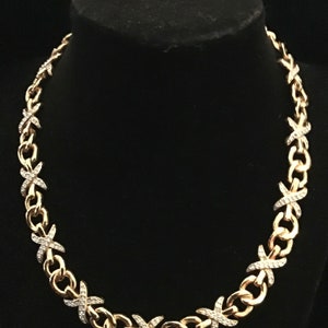 Nina Ricci Gold Tone and Rhinestone Choker Necklace