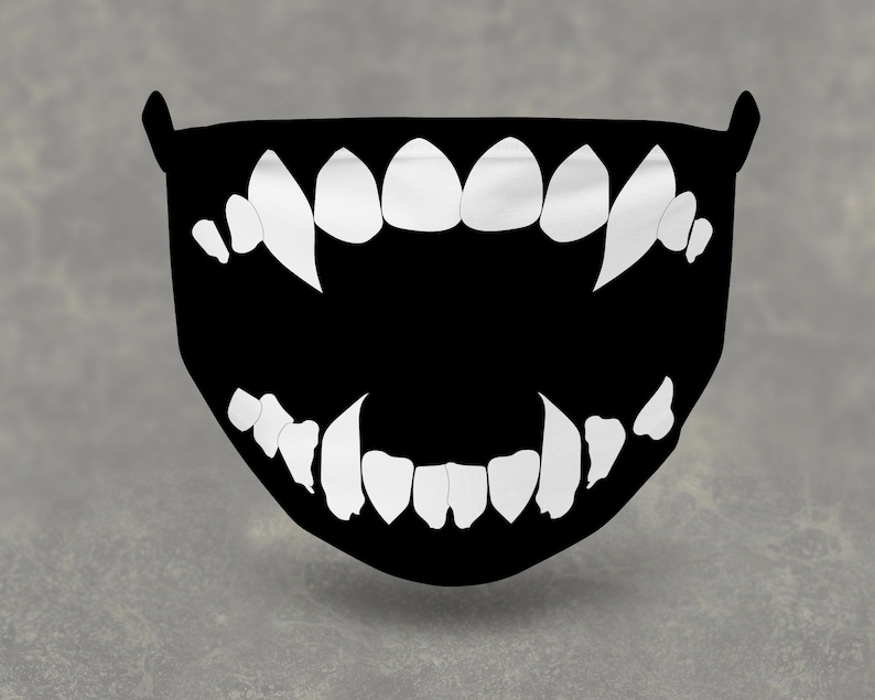 Scary Teeth Mask Sublimation Face Mask With Mouth and Nose Etsy