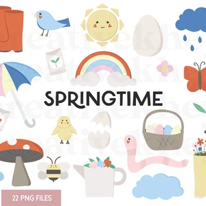 Springtime Clip Art, Springtime PNG. Spring Clipart Set, Nature Clip Art Set, Easter Spring Clip Art