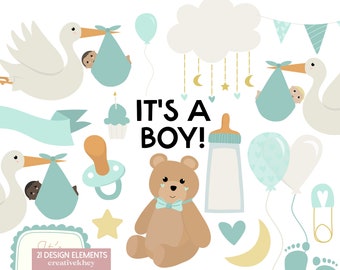 It's A Boy Clipart, Boy Baby Shower Clipart, Baby Footprints PNG, Baby Boy Clipart