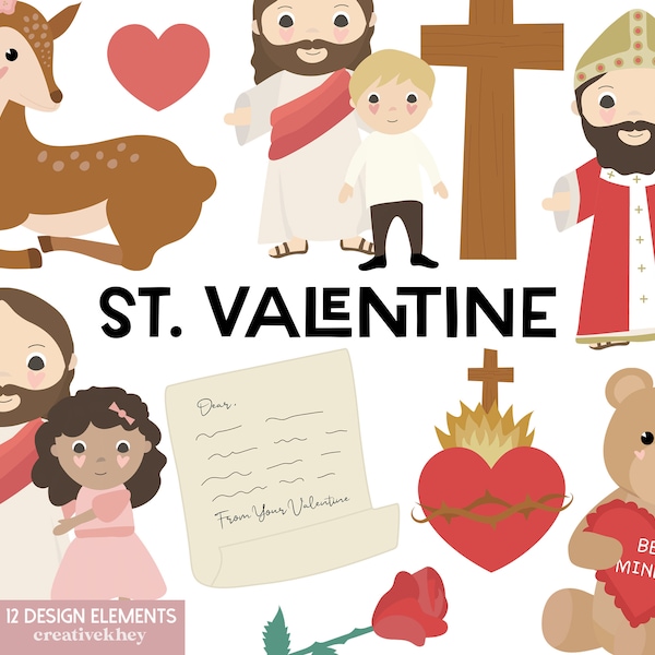 St Valentine Clipart, Religious Valentine Clipart, Sacred Heart of Jesus, Valentine's Day Clipart, Jesus Clipart