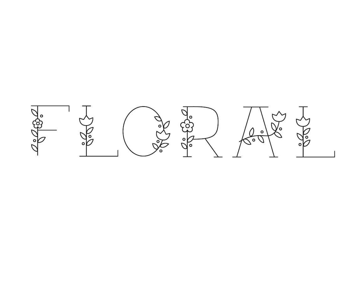 Cute Floral Alphabet Clipart, Simple Floral Font, Botanical Alphabet ...