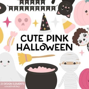 Cute Pink Halloween, Kids trick or treat clipart, Pink Pumpkin