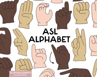 ASL Alphabet Clipart, American Sign Language PNG