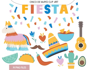 Fiesta Clipart, Cinco De Mayo Clipart, Cinco de Mayo PNG, Fiesta PNG, Mexican Clip Art