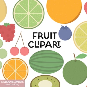 Fruit Clipart, Fruit PNG, Watermelon Clipart, Lemon Clipart, Strawberry, Kiwi, Lime