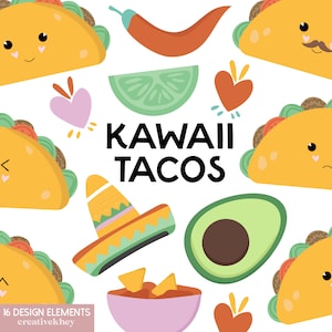 Kawaii Taco Clipart, Süße Tacos Clipart, Kawaii Food