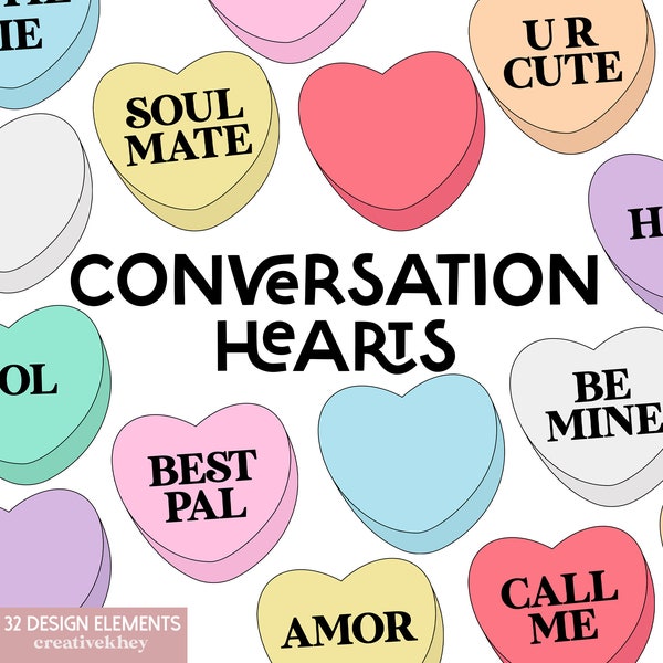 Candy Heart Clipart, Conversation Heart Clip Art, Valentines Day Clipart, Heart Candy clip art, Conversation Heart Blanks