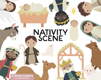 Nativity Clipart, Bible Story Clipart, Sunday School Clipart, Baby Jesus Clipart, Christmas Story Clipart