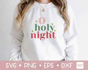 O Holy Night SVG, Christian Christmas SVG, Retro Christmas SVG