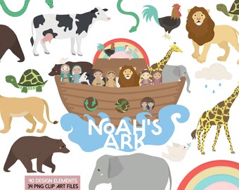 Noahs Ark Clipart, Noah's Ark PNG, Bible Clipart, Bible Characters, Christian Clipart Bundle, Commercial License Clipart