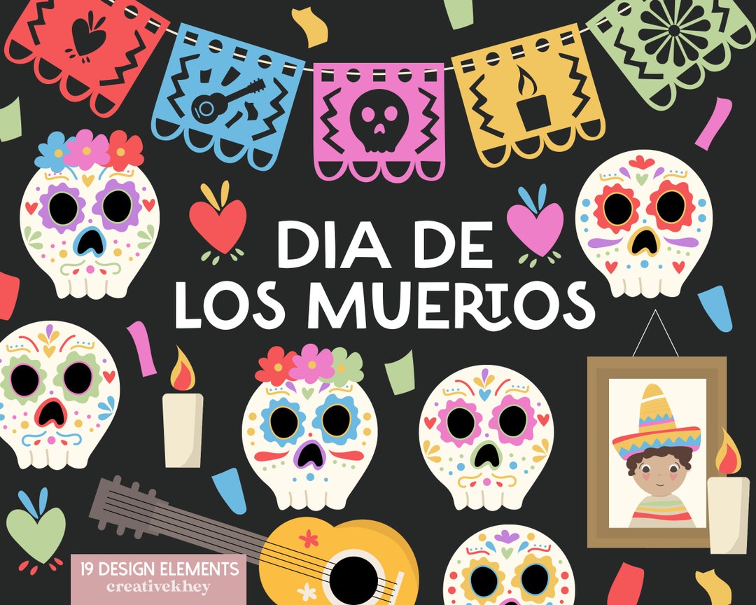Day of the Dead Clipart, Dia De Los Muertos Clipart, Sugar Skull ...