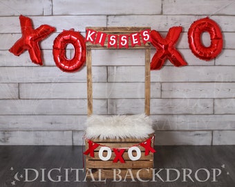 Valentine's Day Digital Backdrops/Props (Newborn Photography Prop. Newborn Digital Prop. Kissing Booth, xoxo) Digital Download