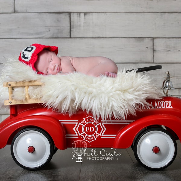 Newborn Digital Backdrops/Props (Newborn Photography Prop. Newborn Digital Prop. Red Fire Truck, grey wood wall) Digital Download