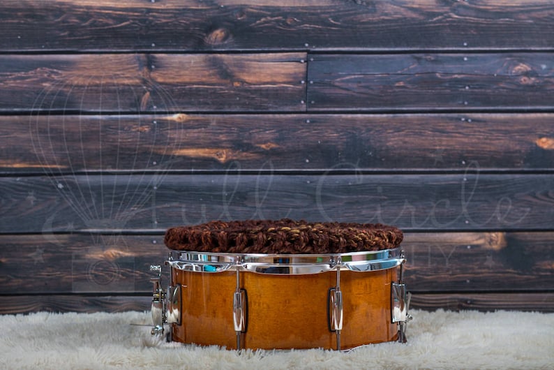 Newborn Digital Backdrops/Props Newborn Photography Prop. Newborn Digital Prop. Drum with Brown Knit and Wood Backdrop Digital Download image 1